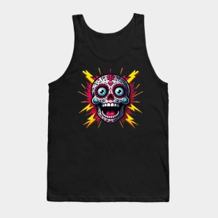 Sugar Skull Art - Feeling Electric on the Day of the Dead Tank Top